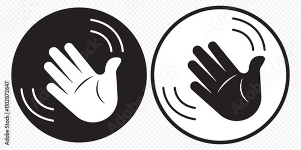 Fototapeta Waving hand icon. Hand waving icon line symbol. Waving hand vector flat icon. Isolated hello, hi, bye hand gesture emoji illustration. eps 10.
