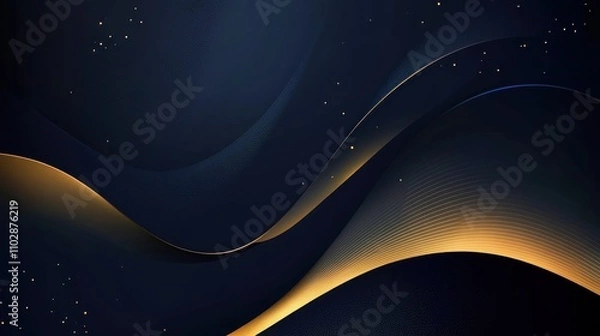 Obraz Minimalistic Dark Background with Radiant Flowing Lines and Subtle Stars for Abstract Design