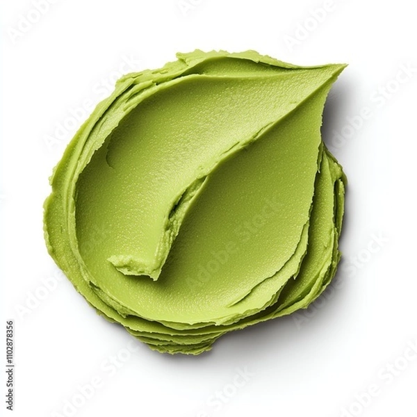 Obraz A smooth swirl of vibrant green cream, resembling a natural leaf, showcasing its rich texture and color.