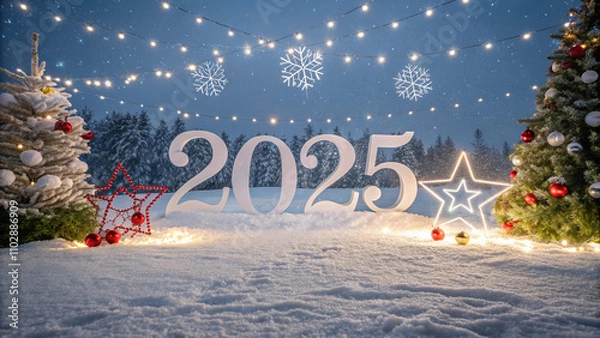 Fototapeta Happy New Year 2025 background, blank canvas for festive inscriptions and designs,New Year's card, screensaver, banner