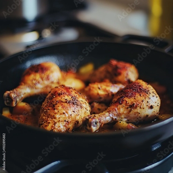 Obraz "Roasted and Baked Chicken with Choice of Sauce, Perfectly Seasoned for a Flavorful Meal"