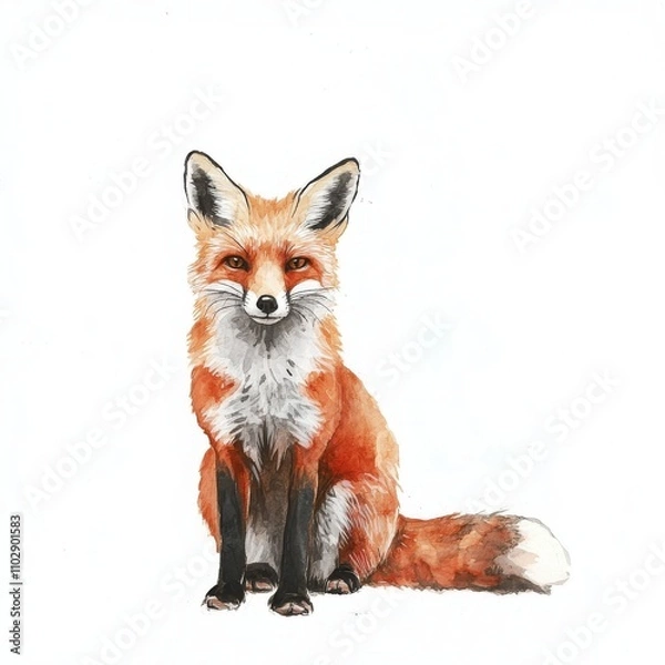 Fototapeta Red fox isolated on white background