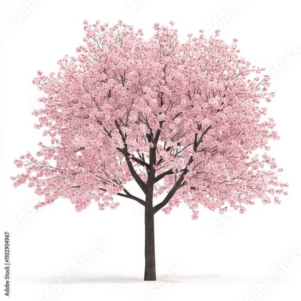 Fototapeta Spring Cherry Blossom Tree isolated on white background