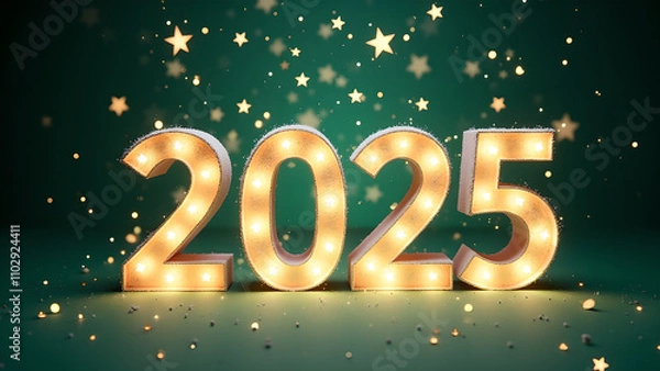 Fototapeta 2025 New Year celebration with lights. Concept of future, hope, and new beginnings.