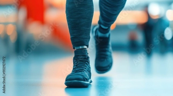 Fototapeta Prosthetic limb user actively engaged in adaptive sports showcasing resilience empowerment and an inclusive lifestyle