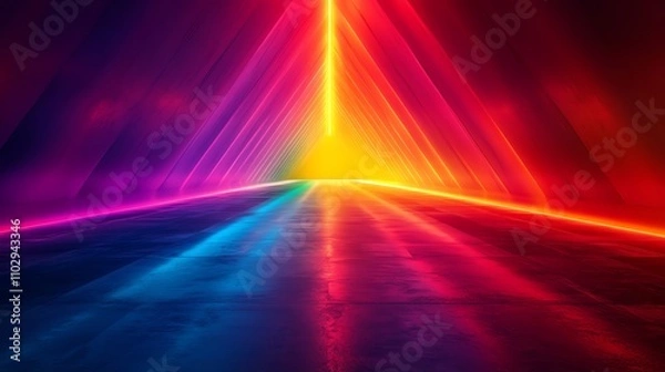 Obraz Colorful neon light path in abstract design.