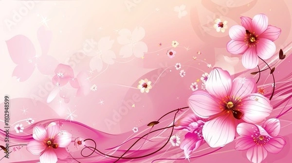 Fototapeta Pink Background with Side Flowers - an elegant and romantic floral display. The soft pink tones complement the flowers, adding a touch of charm and sophistication.