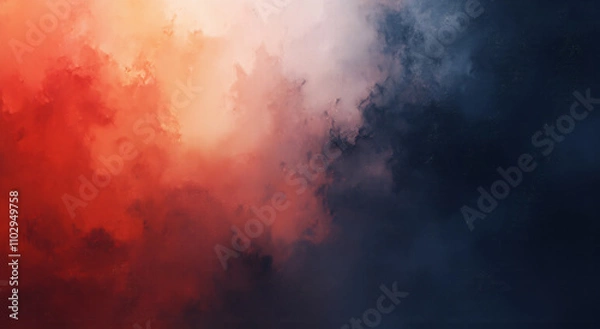 Fototapeta An abstract painting featuring a blend of red, orange, and dark hues, creating a dramatic and moody atmosphere that draws the viewer's attention for graphic resources.
