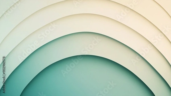 Obraz Abstract Teal and Beige Layered Curves Background