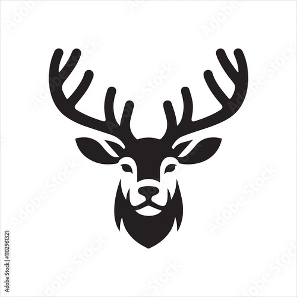 Fototapeta Deer head icon symbol vector illustration. Deer silhouette logo black and white. Deer logo vector template.
