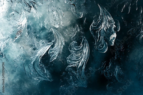 Fototapeta A frosty, textured glass surface with delicate ice patterns, creating a cool and elegant winter-inspired New Year backdrop