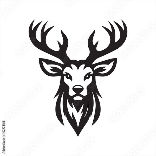 Fototapeta Deer head icon symbol vector illustration. Deer silhouette logo black and white. Deer logo vector template.
