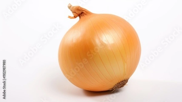Fototapeta Fresh onion isolated on a clean white background showcasing its smooth texture and natural color for culinary and health-related uses