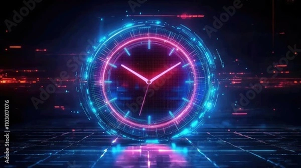 Fototapeta High-Resolution Futuristic Light Effect of Digital Clock