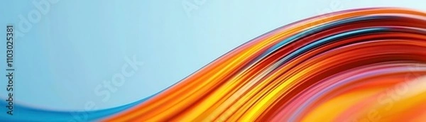 Fototapeta A vibrant abstract design featuring flowing waves of orange and blue against a light background, conveying movement and energy.