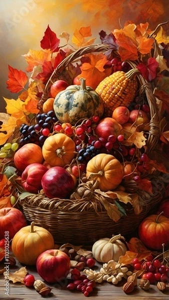 Fototapeta autumn still life with pumpkins