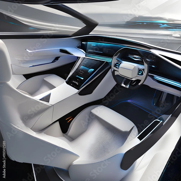 Obraz Futuristic Self-Driving Car Interior