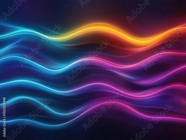 Obraz A vibrant display of colorful waves in shades of blue, pink, and orange, creating a dynamic and energetic abstract pattern.