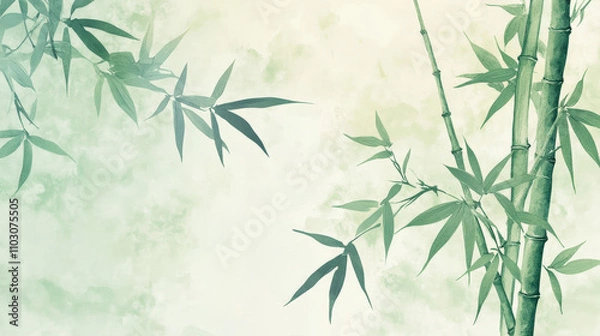 Fototapeta A soft and harmonious Japanese pattern of bamboo