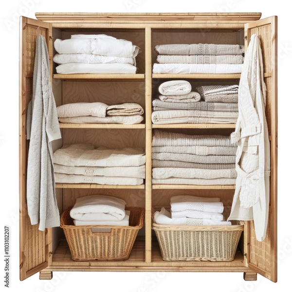 Fototapeta Fashionable Linen Storage Solution isolated on white background