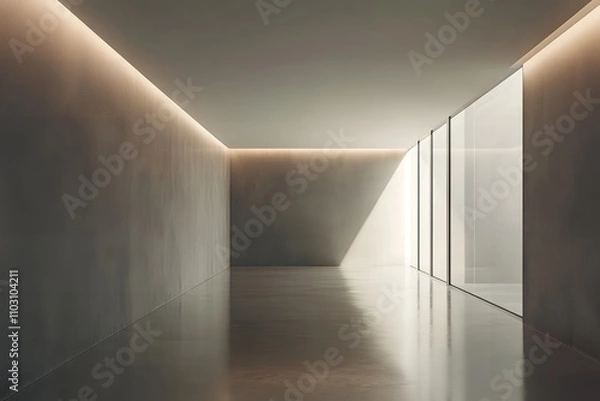 Obraz モダンでミニマルな無人の空間と光の陰影 | Modern Minimalist Space with Light and Shadows