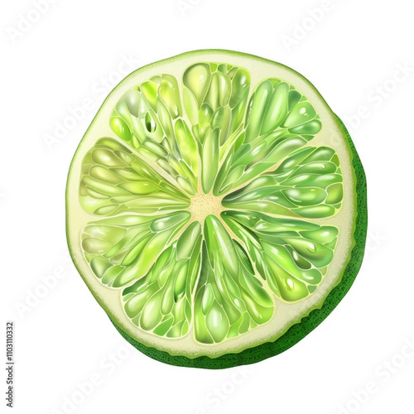 Fototapeta Juicy slice of lime isolated on transparent background