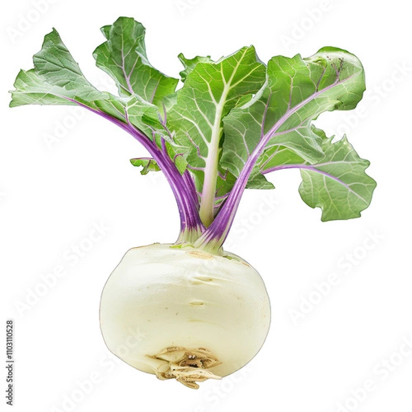 Fototapeta Kohlrabi isolated on alpha layer
