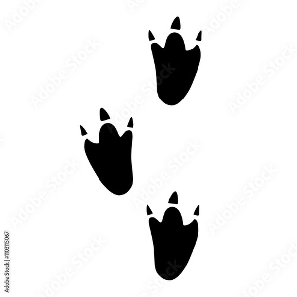 Fototapeta Dinosaur footprint vector icon black color isolated on white background.