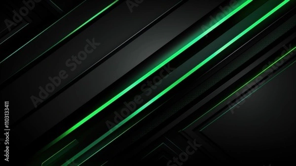 Fototapeta Dynamic Green Light Patterns Modern Abstract Art