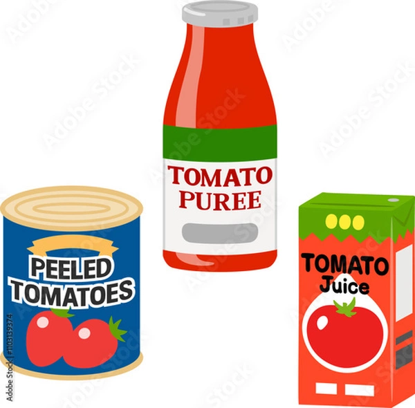 Obraz トマトの缶詰、トマトピューレ、トマトジュース