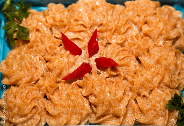 Obraz Fish roe salad made with carp fresh roe