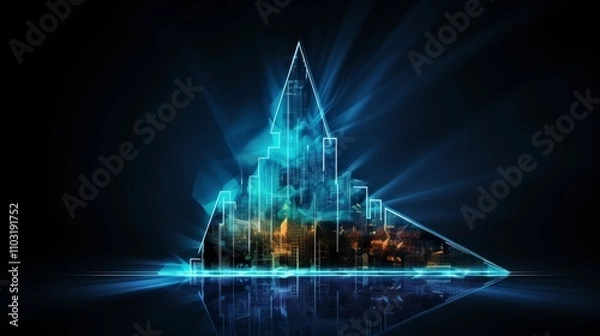 Fototapeta Abstract digital arrow illustrating high speed internet connectivity in a low poly design
