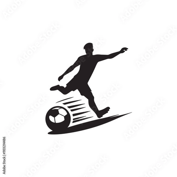 Fototapeta Man With football silhouette vector Style with white background AI Generated 