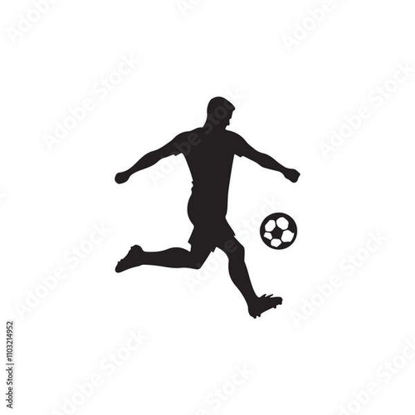 Fototapeta Man With football silhouette vector Style with white background AI Generated 