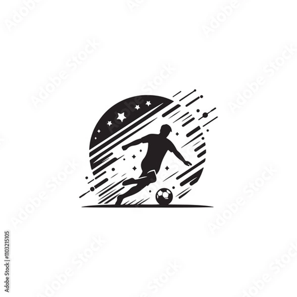 Fototapeta Man With football silhouette vector Style with white background AI Generated 