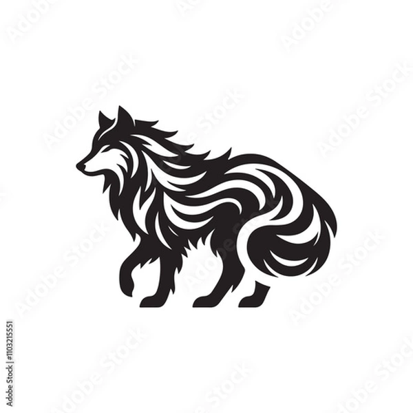 Fototapeta Wolf silhouette vector Style with white background