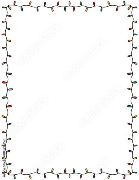 Obraz Christmas lights border  light string frame isolated holiday decor doodle border