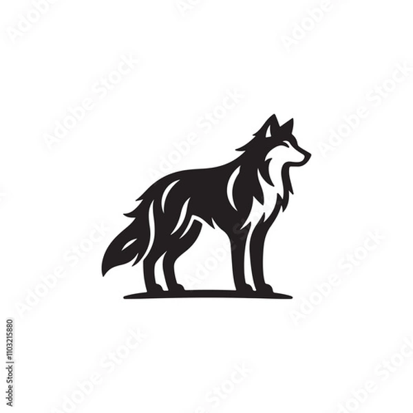 Fototapeta Wolf silhouette vector Style with white background