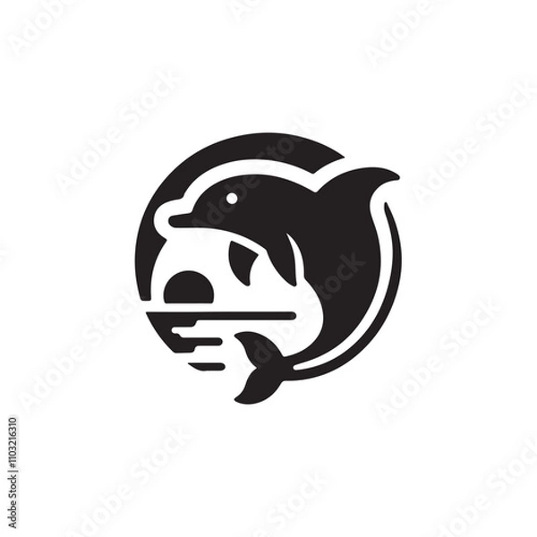 Fototapeta Tuna Fish silhouette vector Style with white background