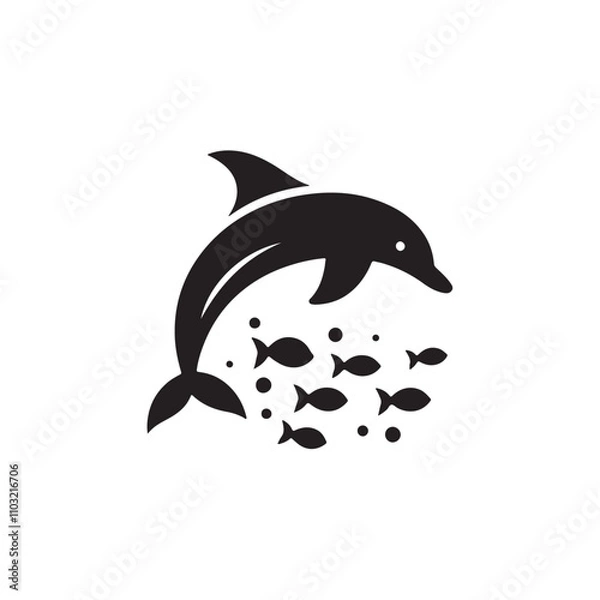 Fototapeta Tuna Fish silhouette vector Style with white background
