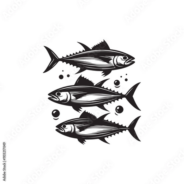 Fototapeta Tuna Fish silhouette vector Style with white background