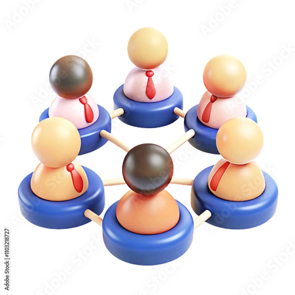 Fototapeta Networking at an Event 3d  cartoon style illustration 