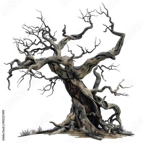 Fototapeta old dead spooky tree isolated on white or transparent background