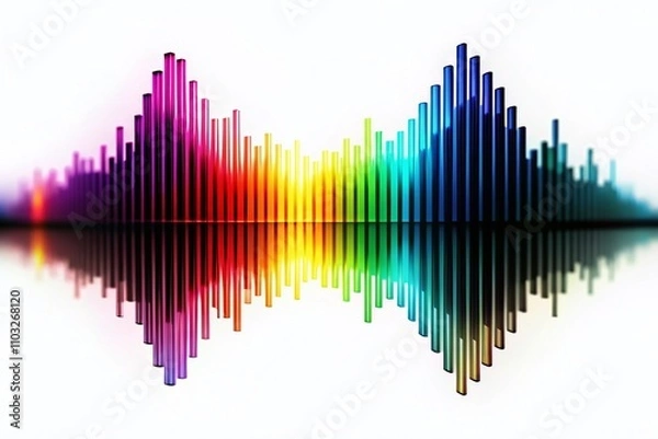 Fototapeta Abstract Black Soundwave Equalizer on White Background, Visualizing Music Waves and Radio Signal Frequencies in a Digital Audio Sound Symbol Design for Creative Projects