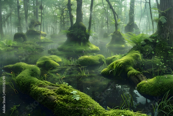 Fototapeta Glimpse Into the Untouched Beauty and Serenity of Swamp Ecosystems