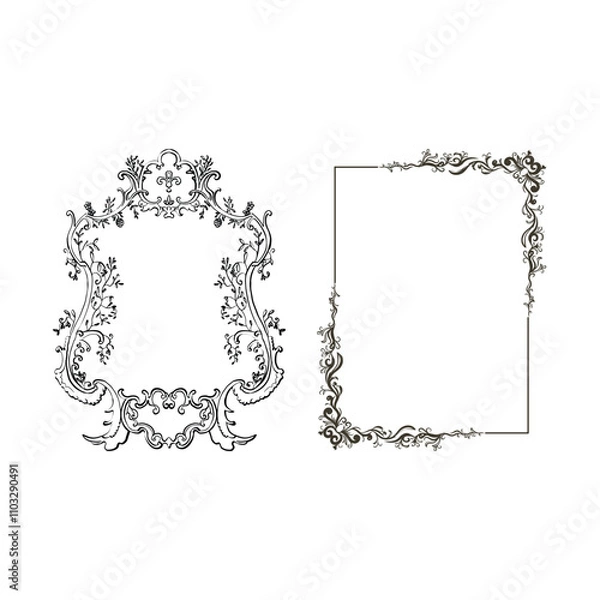 Fototapeta Vintage Ornamental Frames and Borders – Retro Ornate Design Set
