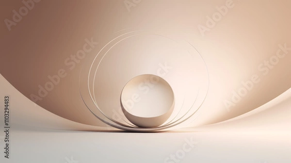 Fototapeta zen, white background, centered subject, white space, abstract, detailed, 8k, white and beige shades, gradient, elegant, beautiful composition, minimal, minimalism, simple
