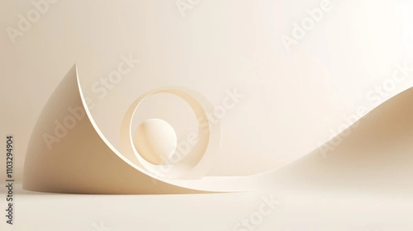 Fototapeta zen, white background, centered subject, white space, abstract, detailed, 8k, white and beige shades, gradient, elegant, beautiful composition, minimal, minimalism, simple