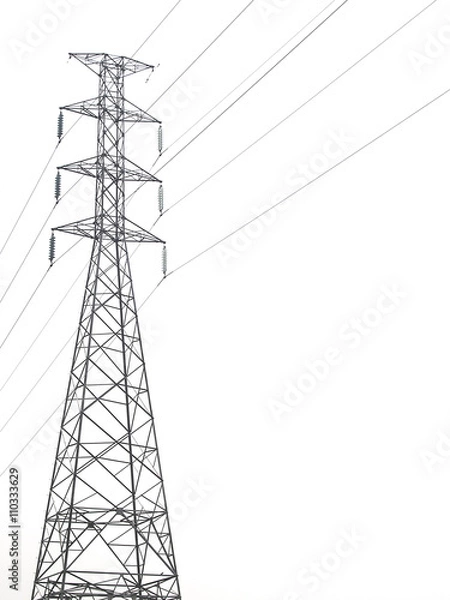 Obraz High voltage pole isolated on white background