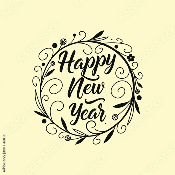 Fototapeta Happy New Year Abstract typography design for T Shirt, Holiday greeting card. new year vector illustration 